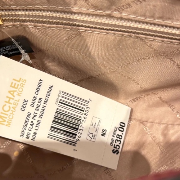 MICHAEL KORS CECE MEDIUM FLAP POCKET SHOULDER CROSSBODY BAG DARK CHERRY - Picture 6 of 6